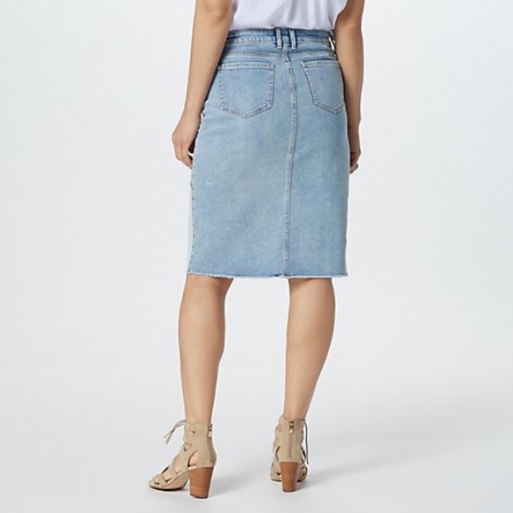 NEW NYDJ Denim Skirt Destructed Radiance 12 - Picture 9 of 17